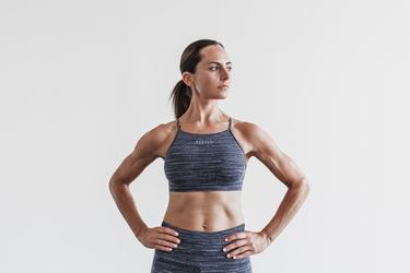 Nobull High-Neck Melange Women's Sports Bras Navy | Australia (IC0571)